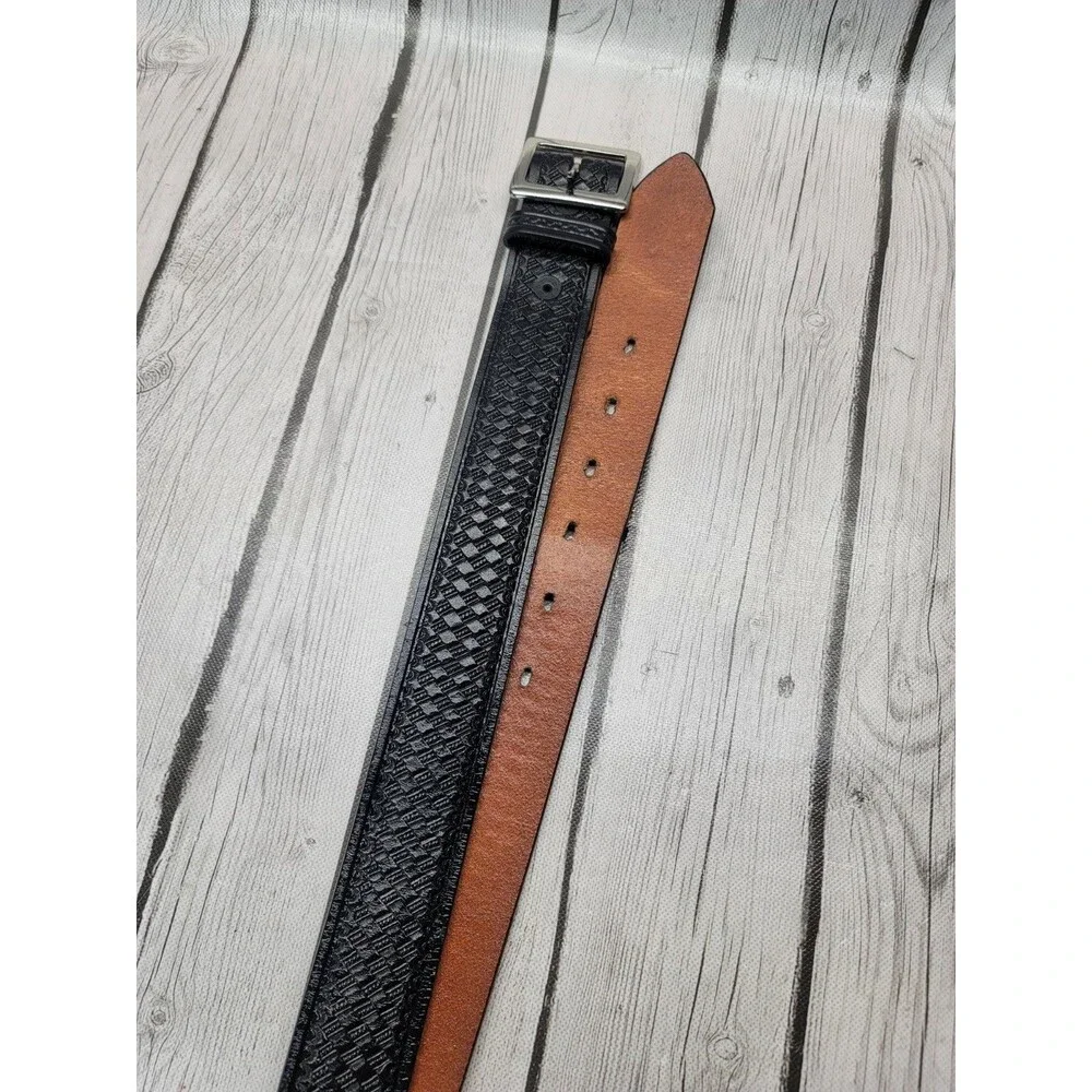 Don Hume Basketweave Black Leather Uniform Garrison Belt Mens 40 1.75 In US Made